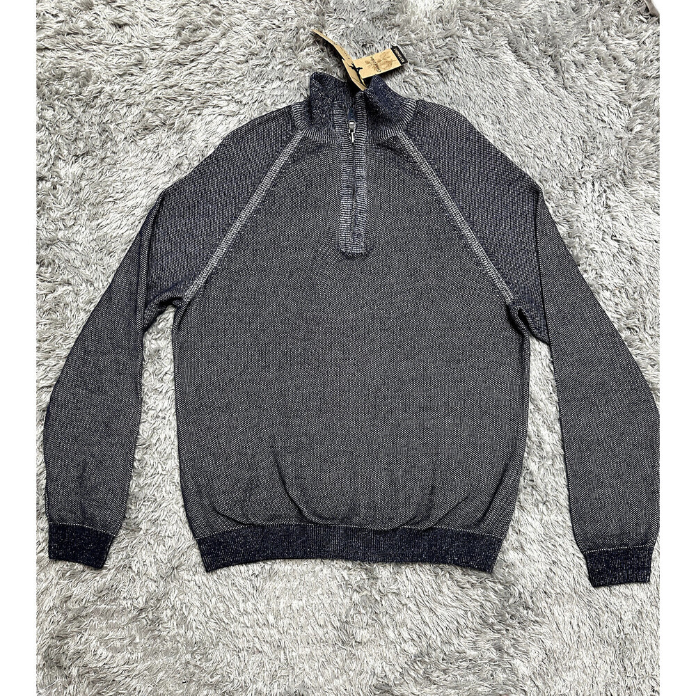 Tailor Vintage Mens Reversible Cotton Pullover 1/4 Zip Sweater Navy Size XL $169